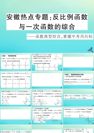九年级数学上册 第21章 二次函数与反比例函数 安徽热点专题：反比例函数与一次函数的综合作业课件 (新版)沪科版 课件