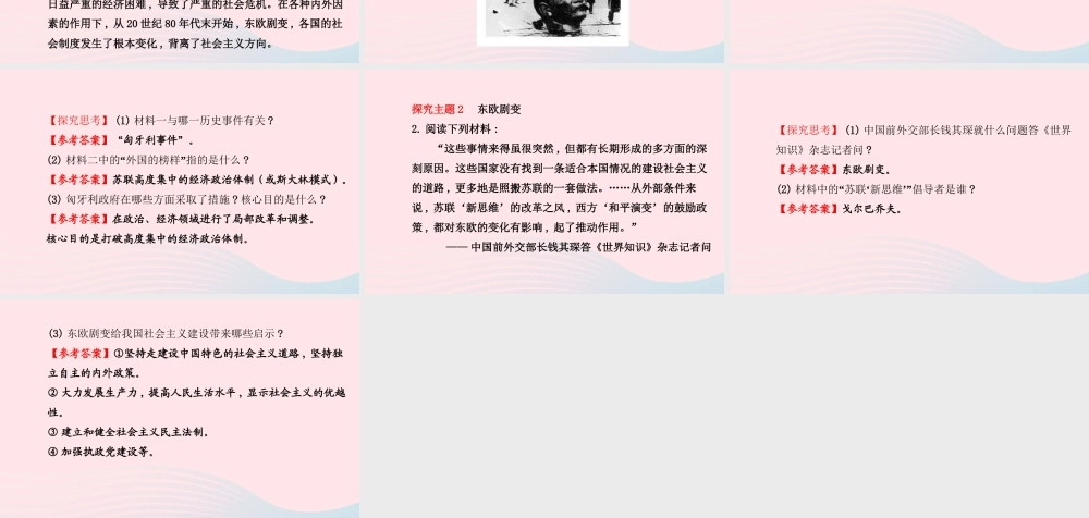 九年级历史下册 第五单元 社会主义国家的改革与演变 第11课 东欧社会主义国家的改革与演变习题课件 新人教版 课件