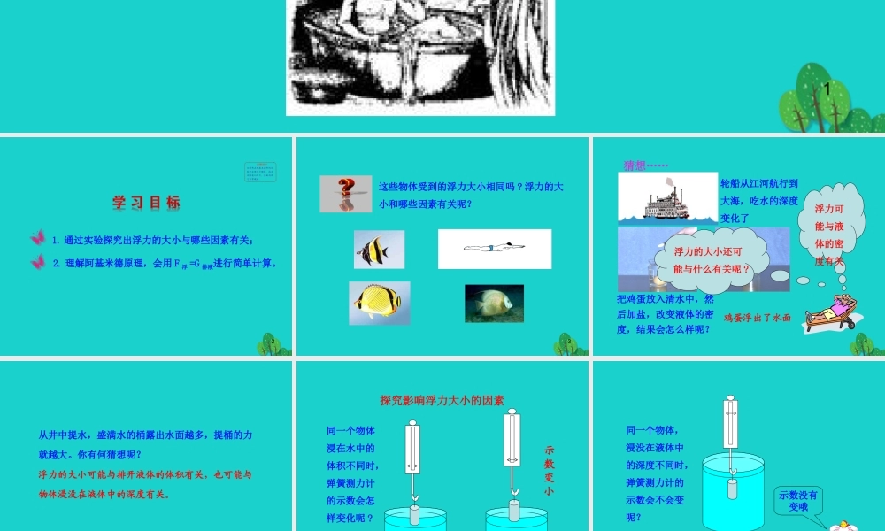 八年级物理全册 第九章 第二节 阿基米德原理课件 八年级物理全册 第九章 第二节 阿基米德原理课件+素材 (新版)沪科版 八年级物理全册 第九章 第二节 阿基米德原理课件+素材 (新版)沪科版