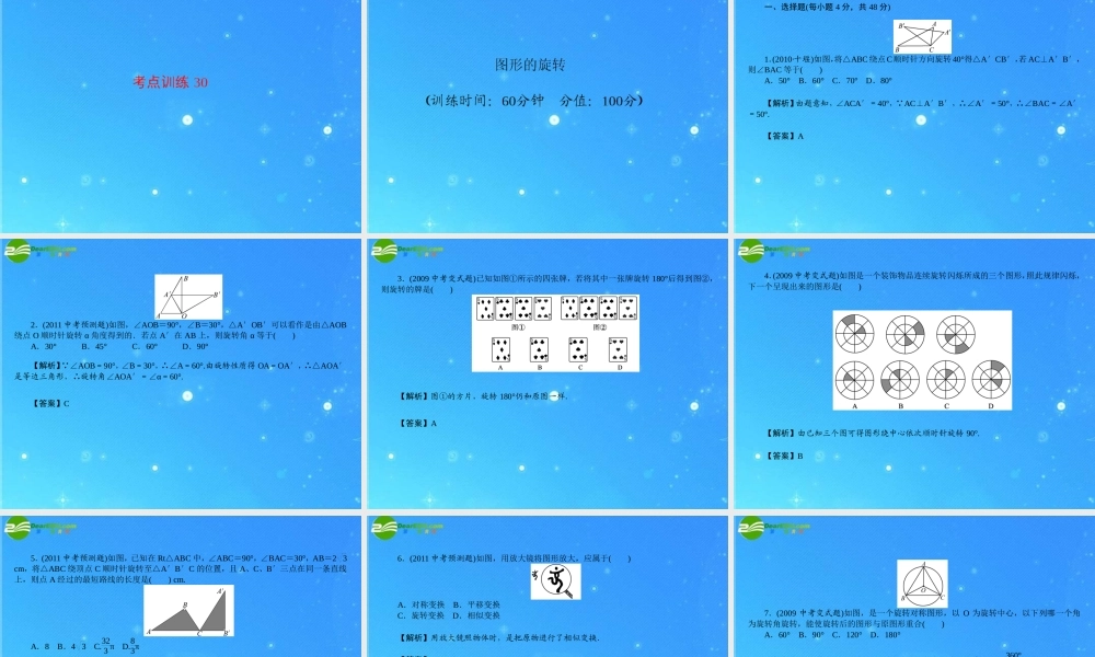 中考数学复习 第30讲 图形的旋转课件