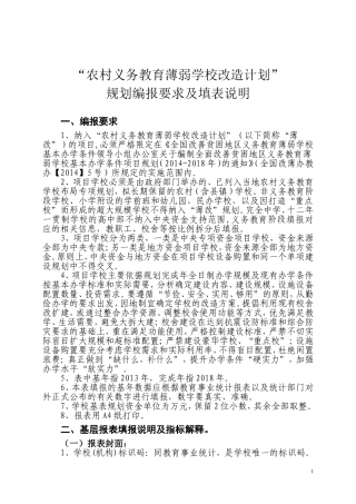 “农村义务教育”(薄弱学校)规划编制填报说明