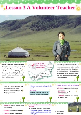 北师版英语必修1U1 Life Styles--Lesson 3 A Volunteer Teacherppt 课件