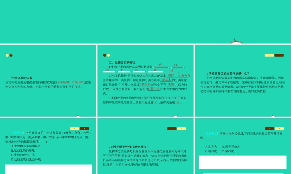 八年级生物上册 14.4 生物的分类课件 (新版)苏教版 课件