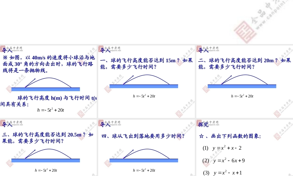 【课件一】222二次函数与一元二次方程