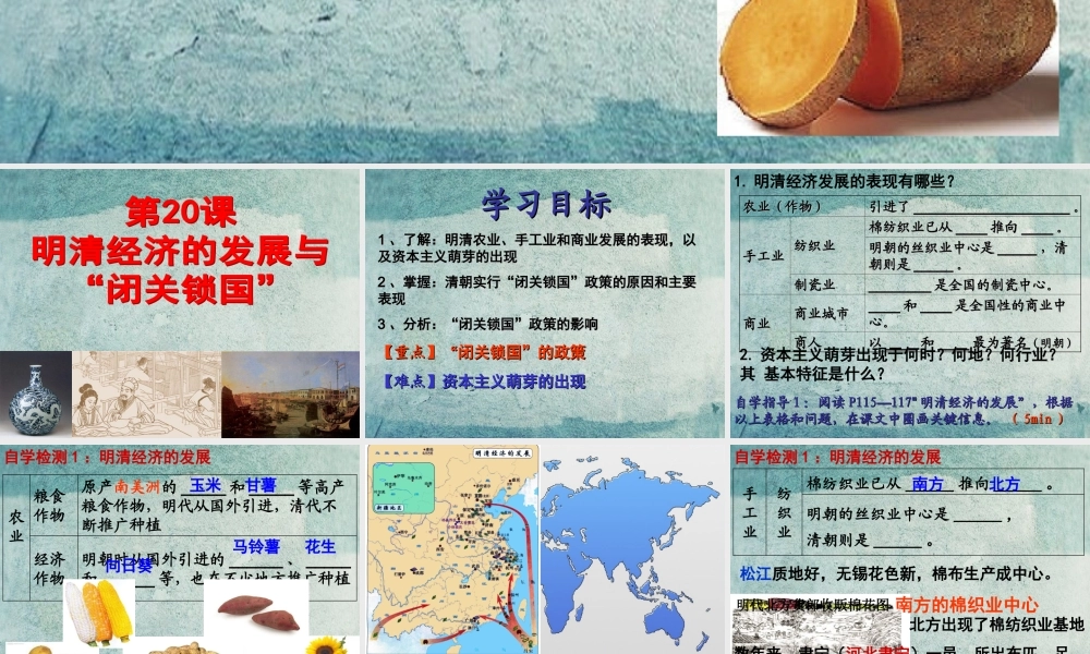 中学七年级历史下册 第明清经济的发展与 闭关锁国 课件 新人教版 课件