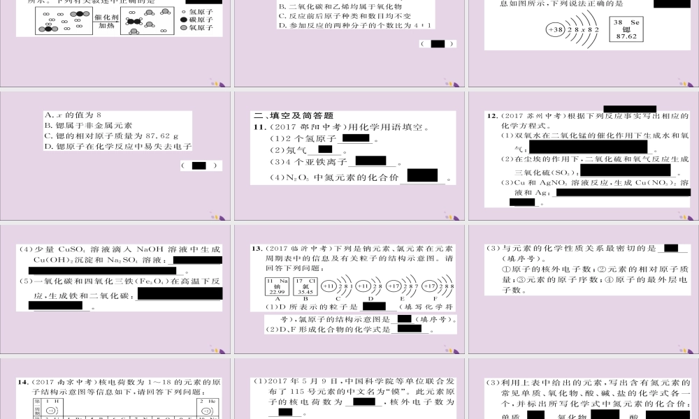 中考化学复习 第二编 重点题型突破篇 专题1 化学用语(精练)课件