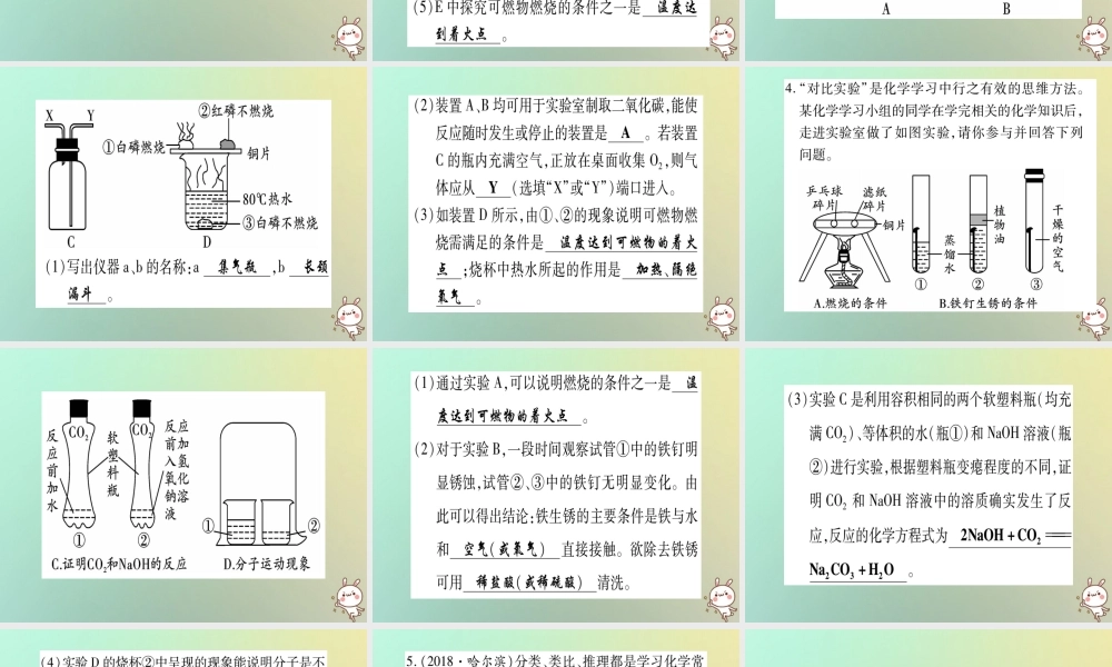 中考化学准点备考复习 重难专题(1)教材基础实验课件 新人教版 课件