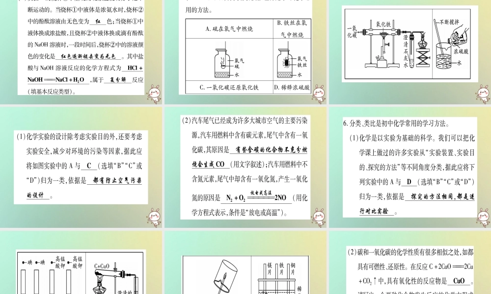 中考化学准点备考复习 重难专题(1)教材基础实验课件 新人教版 课件