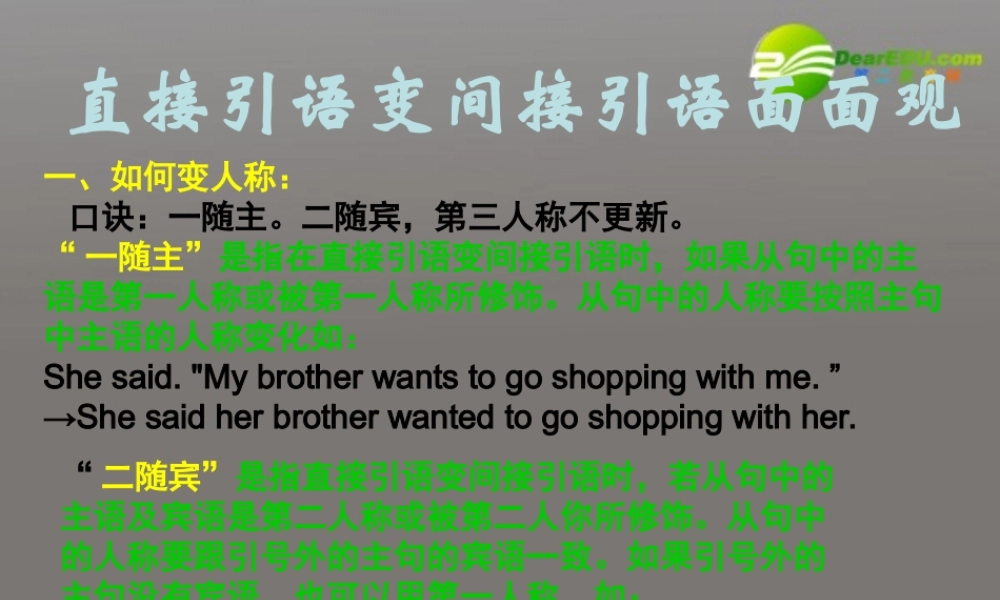 八年级英语上册 直接引语变间接引语面面观 课件 仁爱版 课件