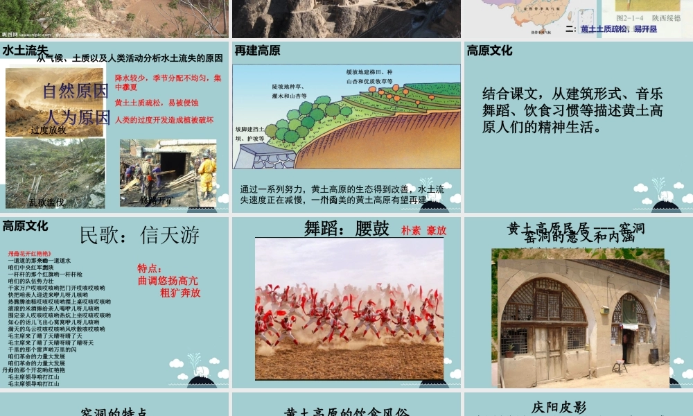 初中部七年级历史与社会下册 第六单(一方水土养一方人)沟壑纵横的黄土高原课件 人教版 课件