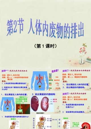 八年级生物上册 15.2 人体内废物的排出(第1课时)课件 (新版)苏科版 课件