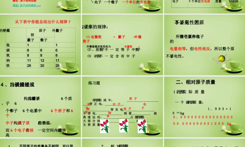 中学九年级化学上册 3.2 原子的构成课件 (新版)新人教版 课件