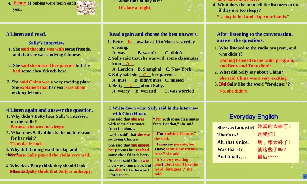 八年级英语下册(Module 6 Entertainment Unit 1 She said China was a very exciting place )课件 外研版 课件