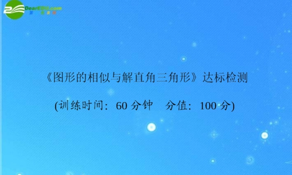 中考数学复习 (图形的相似与解直角三角形)达标检测课件