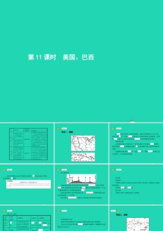 中考地理 第一编 基础篇 第二部分 世界地理下第11课时 美国 巴西课件