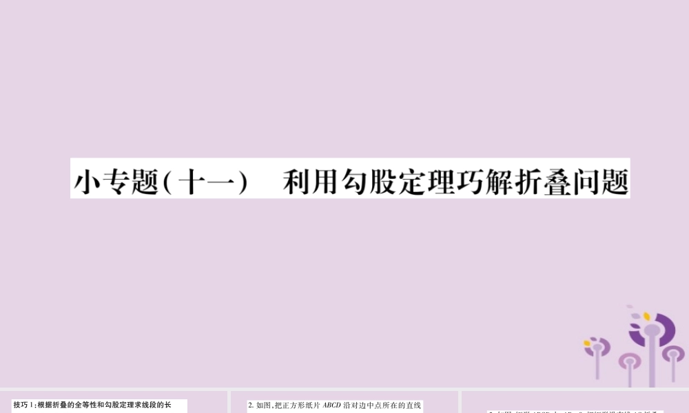 八年级数学上册 第14章 勾股定理 小专题(十一)利用勾股定理巧解折叠问题作业课件 (新版)华东师大版 课件
