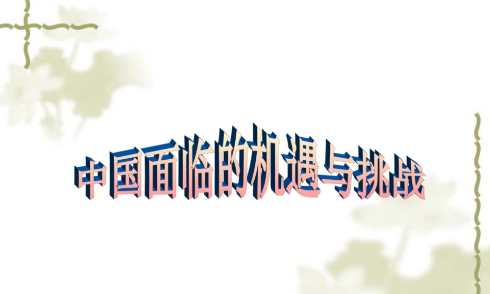 中国面对的机遇与挑战