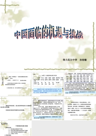 中国面对的机遇与挑战