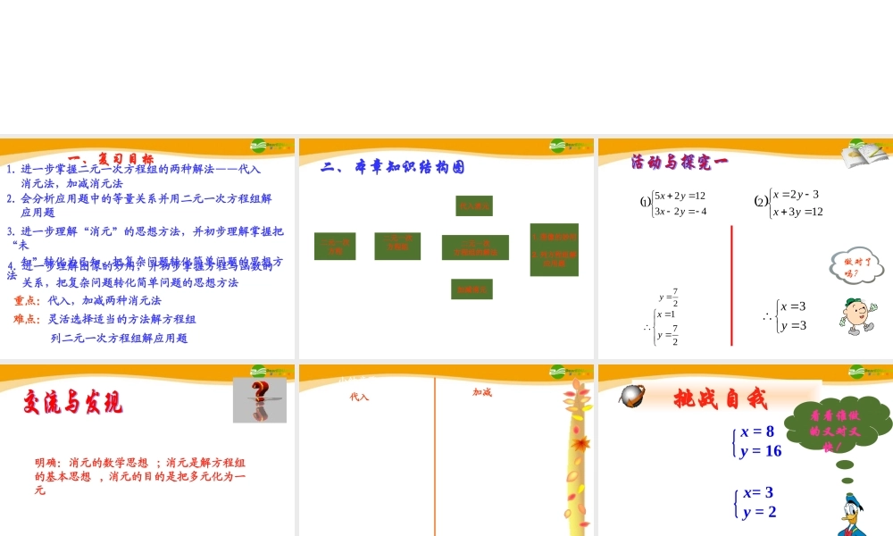 七年级数学下册 第12章 二元一次方程组复习课课件 青岛版 课件