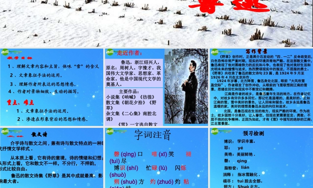 九年级语文下册 第五单元(雪)课件 苏教版 课件