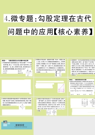 八年级数学上册 第一章(勾股定理)微专题：勾股定理在古代问题中的应用作业课件 (新版)北师大版 课件