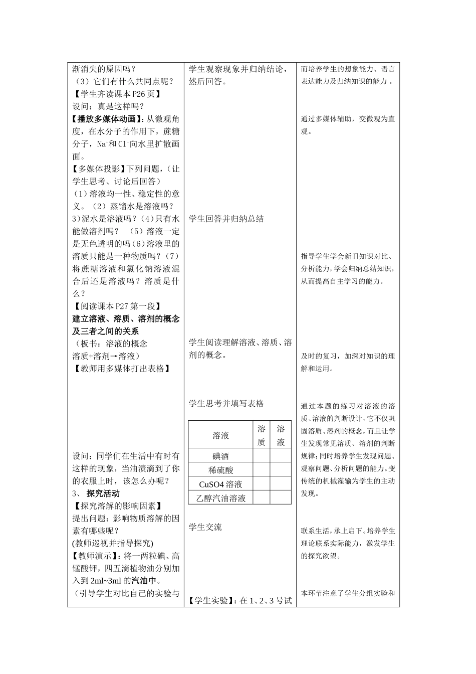 课题1溶液的形成教学设计1_第2页