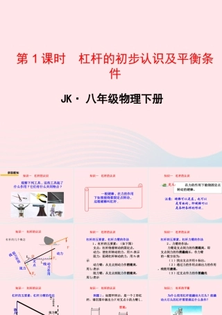 春八年级物理下册 11.1杆杆(第1课时)课件1 (新版)教科版 课件