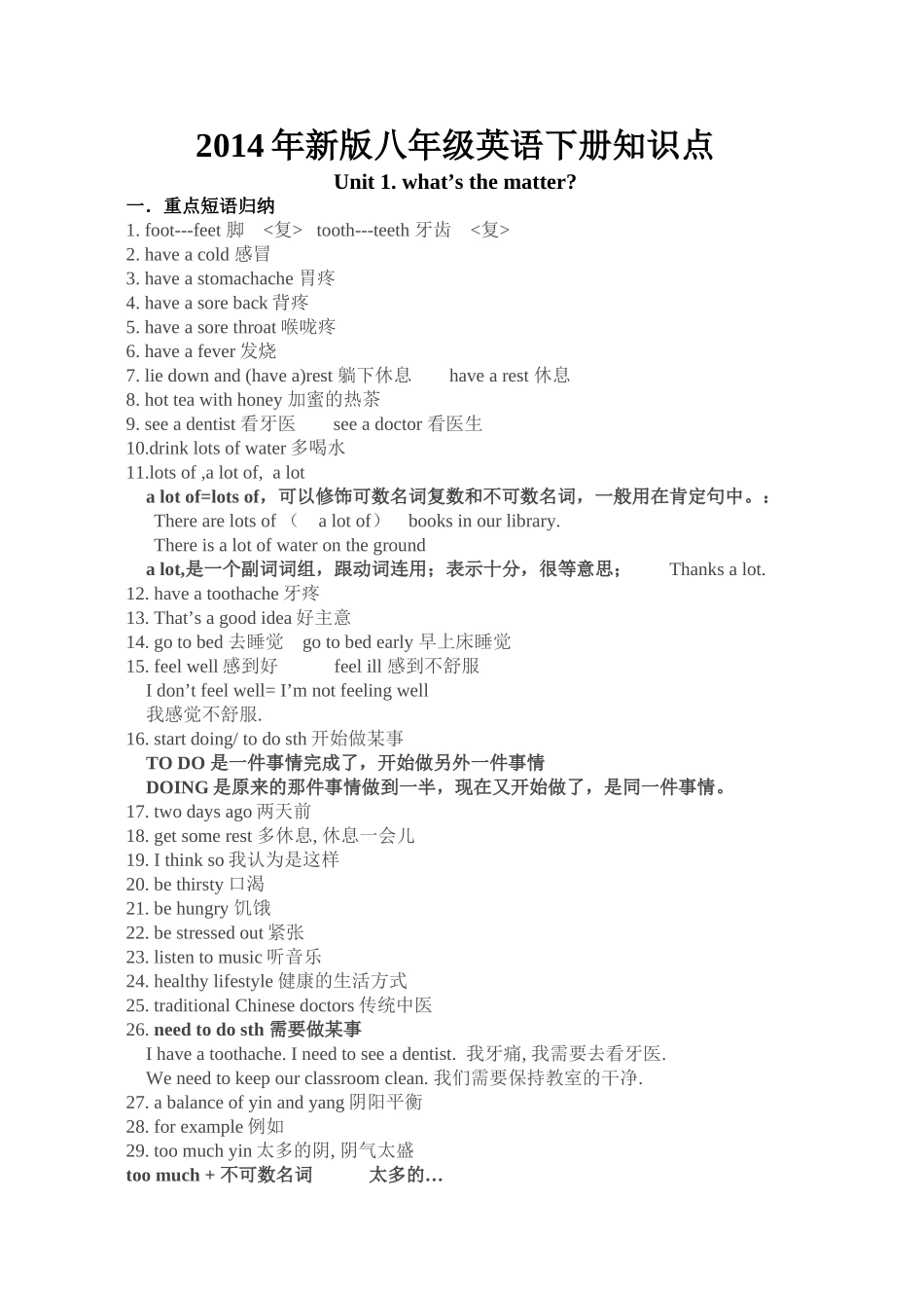 2014年新版八年级英语下册知识点_第1页