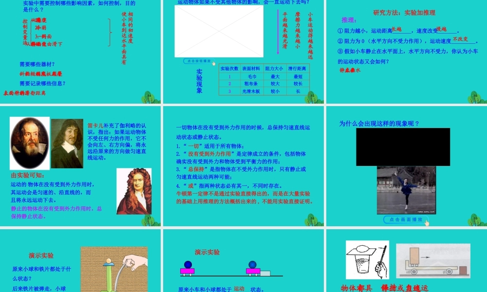 八年级物理全册 第七章 第一节 科学探究：牛顿第一定律课件 八年级物理全册 第七章 第一节 科学探究：牛顿第一定律课件+素材 (新版)沪科版 八年级物理全册 第七章 第一节 科学探究：牛顿第一定律课件+素材 (新版)沪科版-2