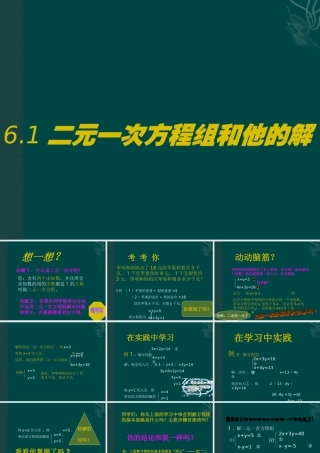 七年级数学下册 6.1(二元一次方程和它的解)课件 北京课改版 课件