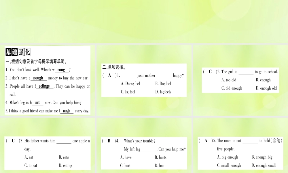 七年级英语上册 Unit 3 Body Parts and Feelings Lesson 16 Happy or Sad课件 (新版)冀教版 课件