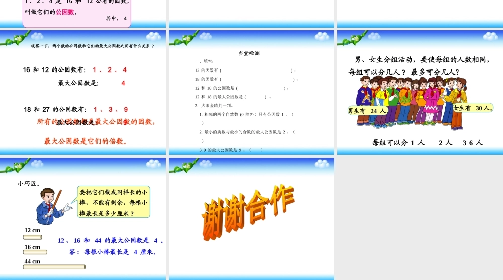 信息窗一(公因数和最大公因数)