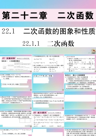九年级数学上册 第22章(二次函数)2211 二次函数作业课件 (新版)新人教版 课件