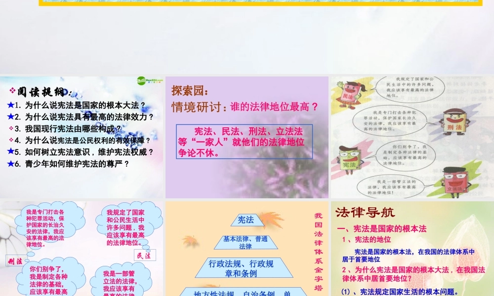 八年级政治下册 (宪法保护公民权利)课件 粤教版 课件