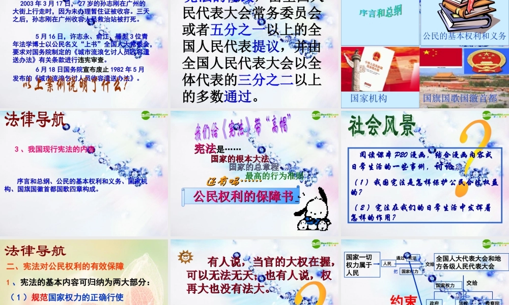 八年级政治下册 (宪法保护公民权利)课件 粤教版 课件