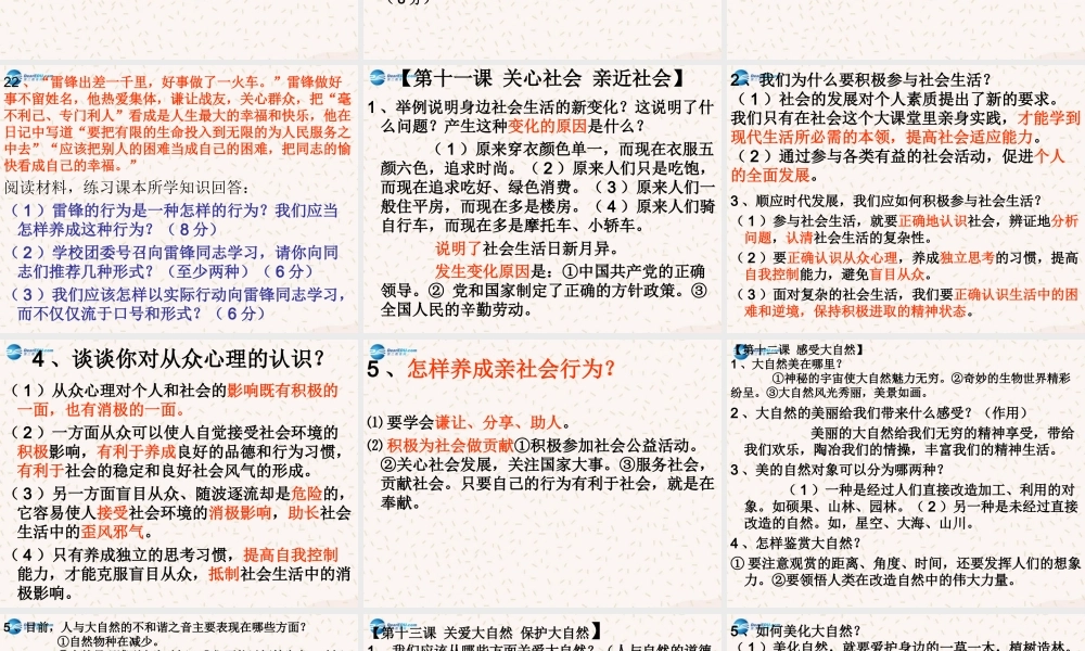 八年级政治下册 复习提纲课件 鲁教版 课件