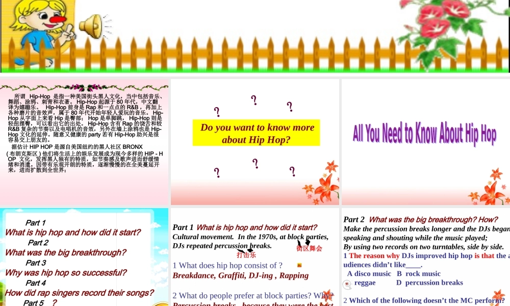 七年级英语All you need to know about Hip Hop课件