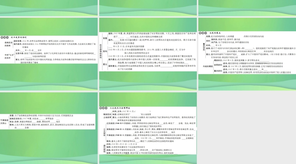 中考历史复习 第九讲 伟大的抗日战争和人民解放战争的胜利课件 岳麓版 课件