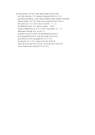 2015年八年级英语短语总结第一部分