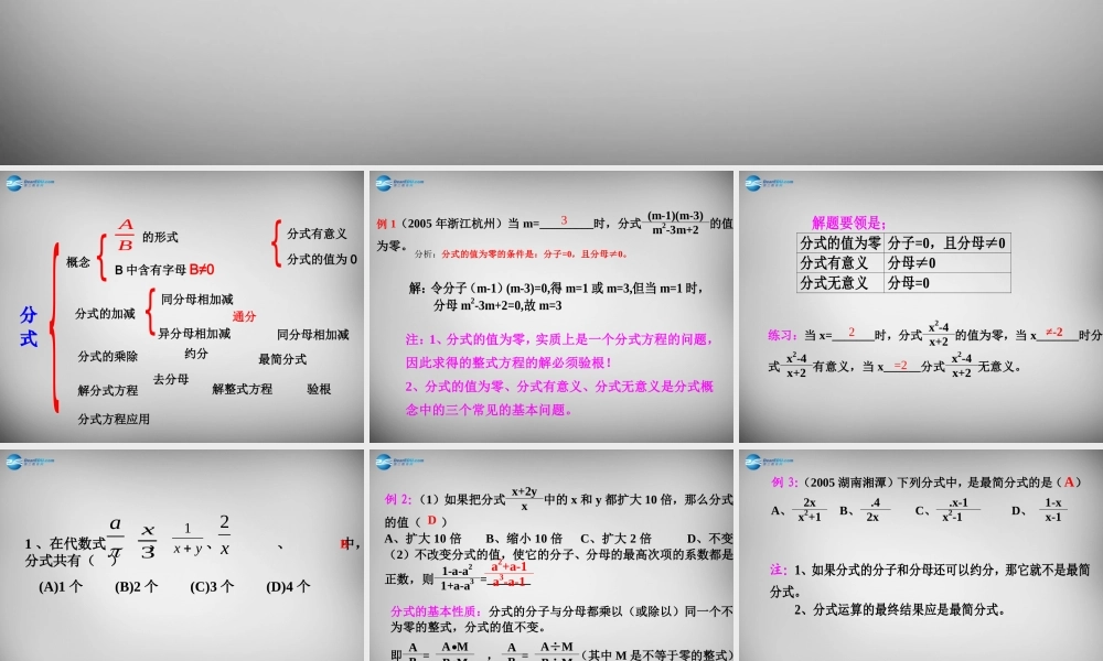 八年级数学上册 15 分式总复习课件2 (新版)新人教版 课件