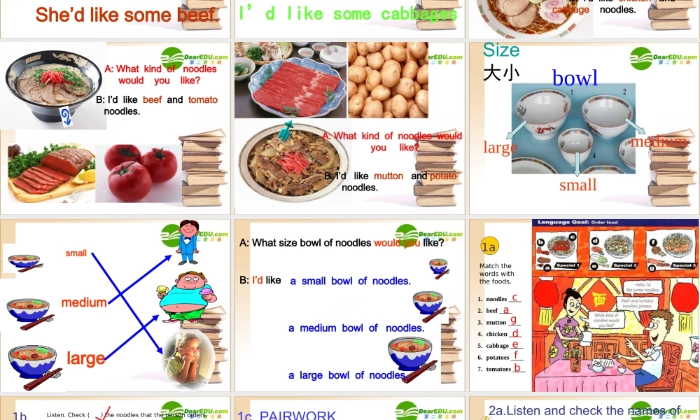 七年级英语课 件 unit 8 I Would some noodles人教版 课件