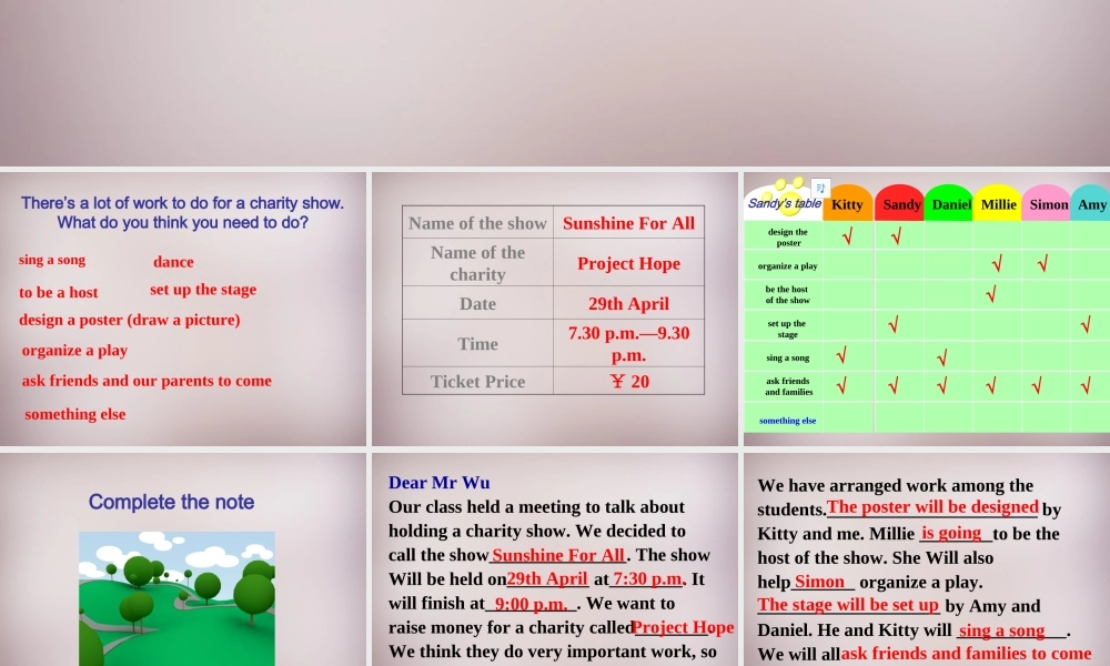 八年级英语下册 Unit 4 A charity show Integrated skills课件 牛津版 课件