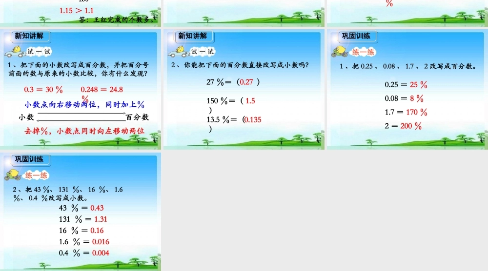 许亚琼百分数与小数的互化教学课件