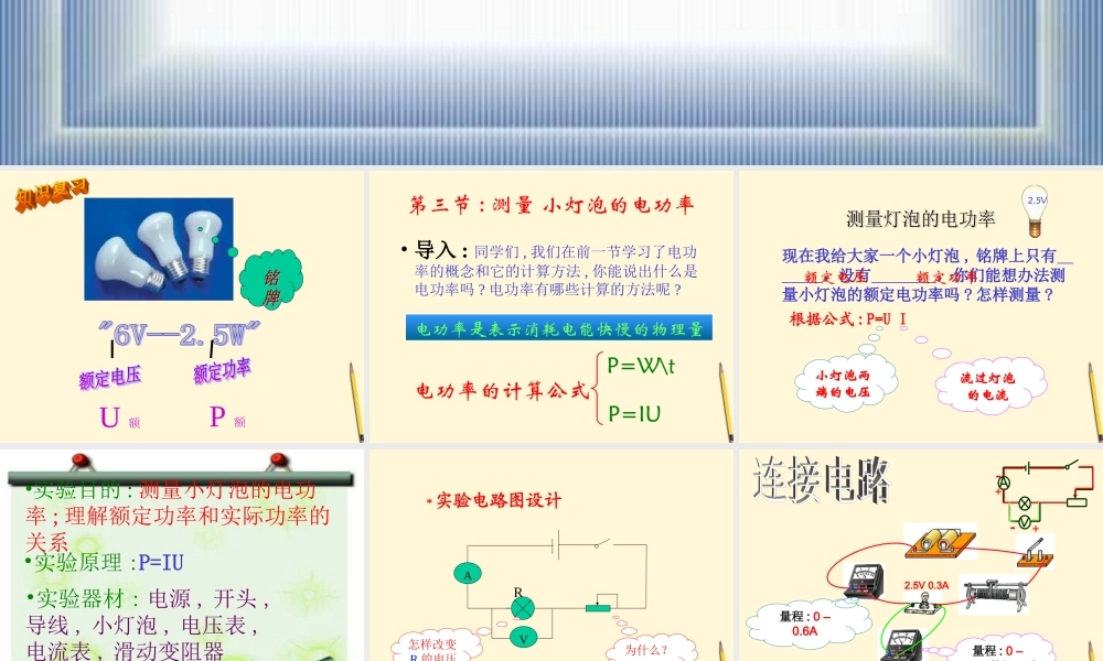 九年级物理 113(测量小灯泡的电功率)课件 北京课改版 课件