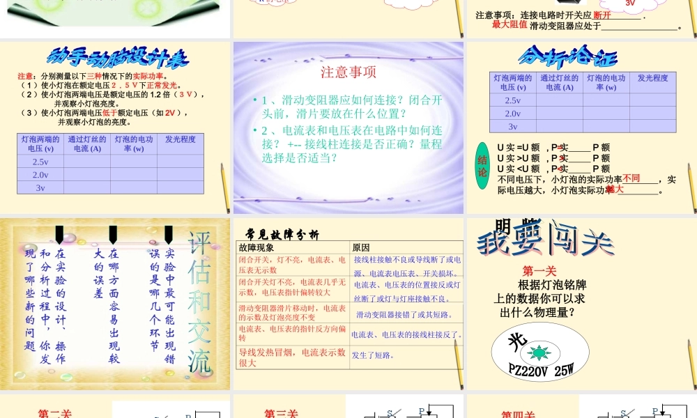 九年级物理 113(测量小灯泡的电功率)课件 北京课改版 课件