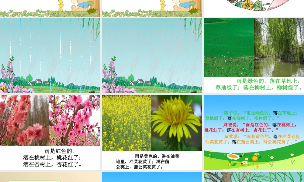教科版一年级下册《春雨的颜色》
