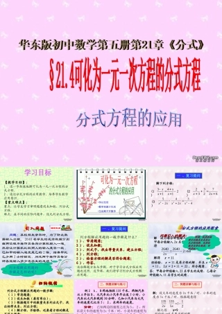 可化为一元一次方程的分式方程二 华东师大版 课件