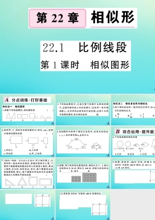 九年级数学上册 第22章 相似形 221 比例线段 第1课时 相似图形作业课件 (新版)沪科版 课件