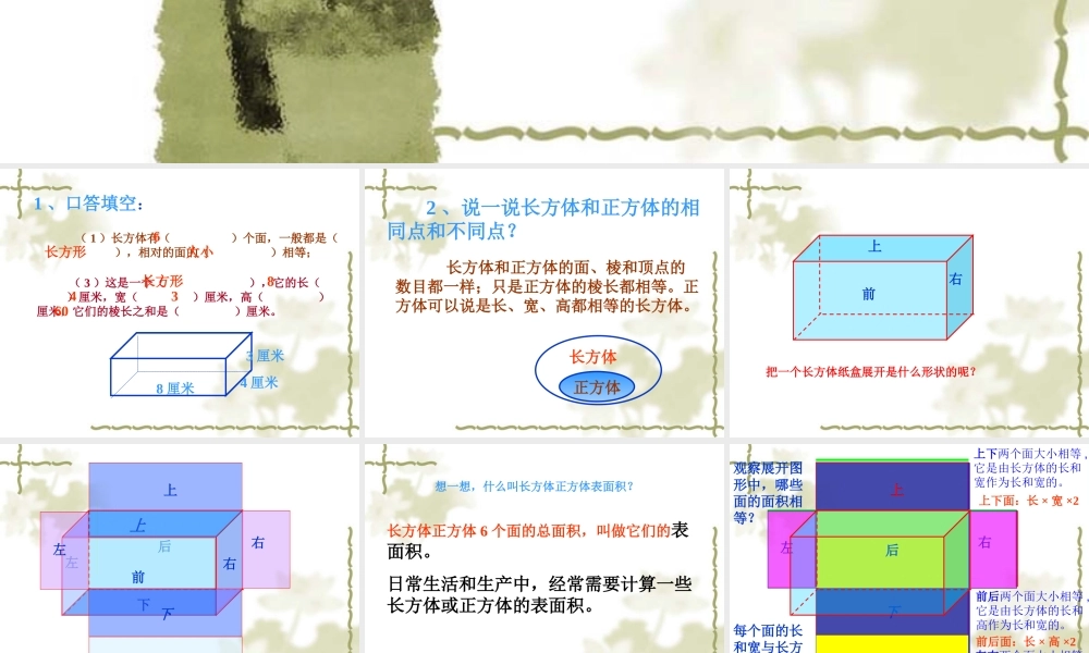 五下长方体表面积