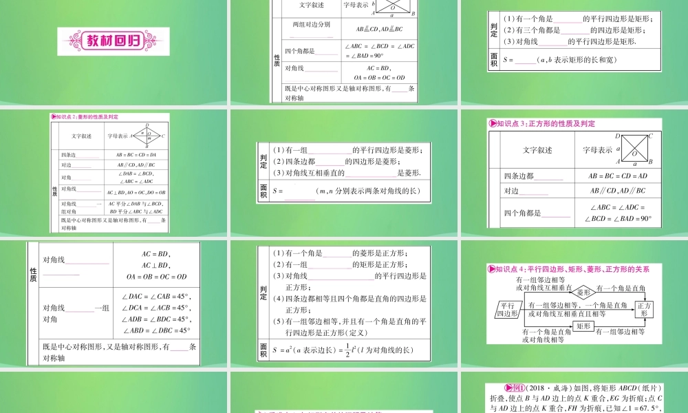 中考数学复习 第一轮 考点系统复习 第五章 四边形 第二节 矩形、菱形、正方形(精讲)课件